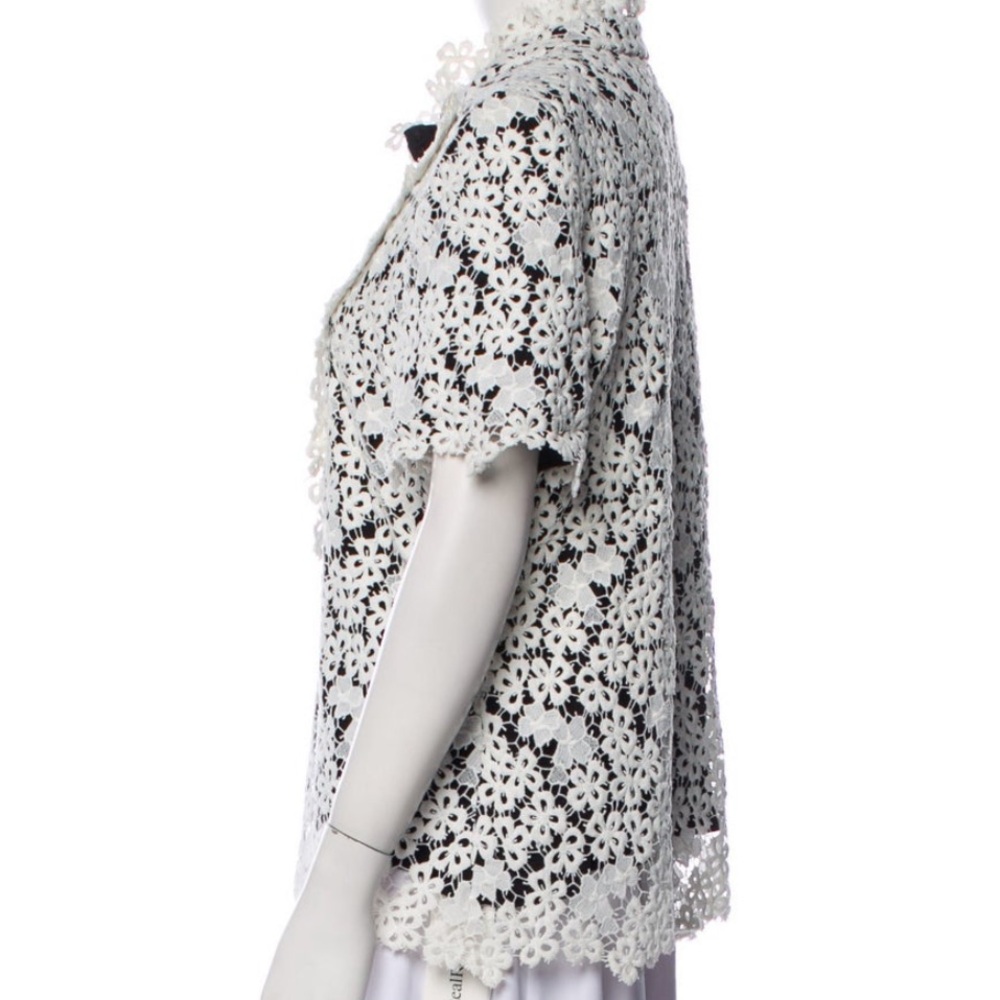 Erdem Elegant White and Black Lace Women's Top Size 10 - Picture 2 of 14